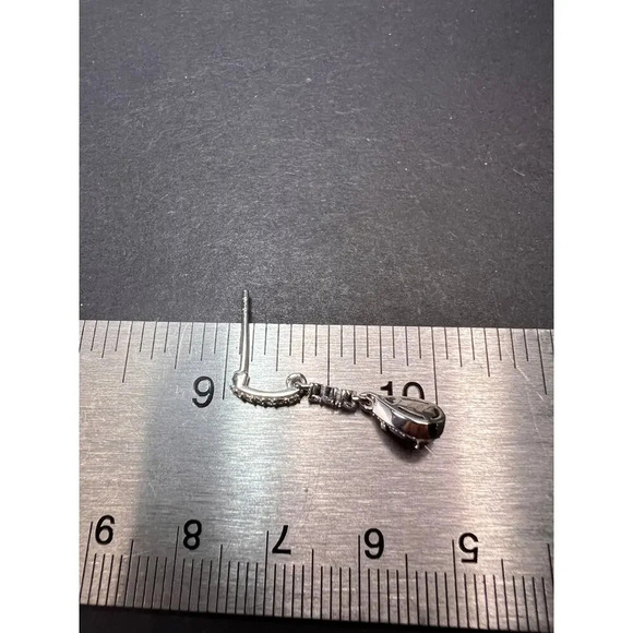 Rubellite and zircon earrings in platinum over sterling silver - Picture 5 of 10